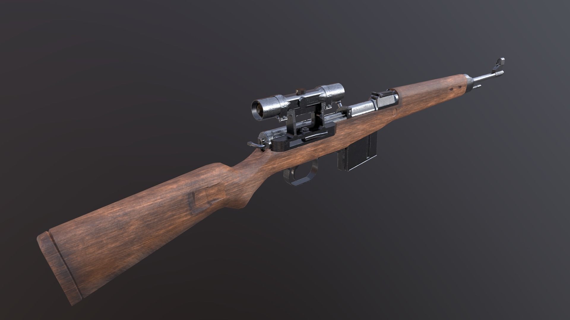 GEWEHR 43 Low Poly Sniper Rifle Low-poly 3D model_4
