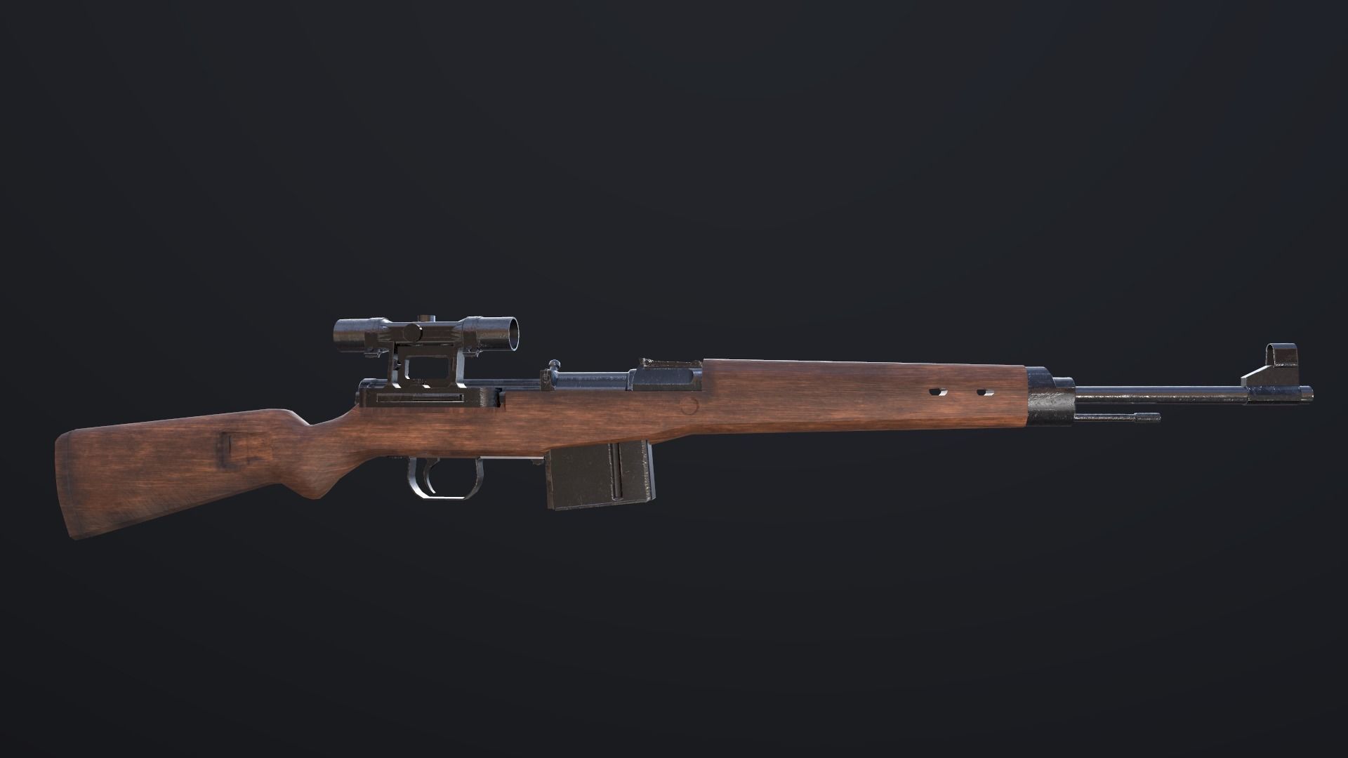 GEWEHR 43 Low Poly Sniper Rifle Low-poly 3D model_7