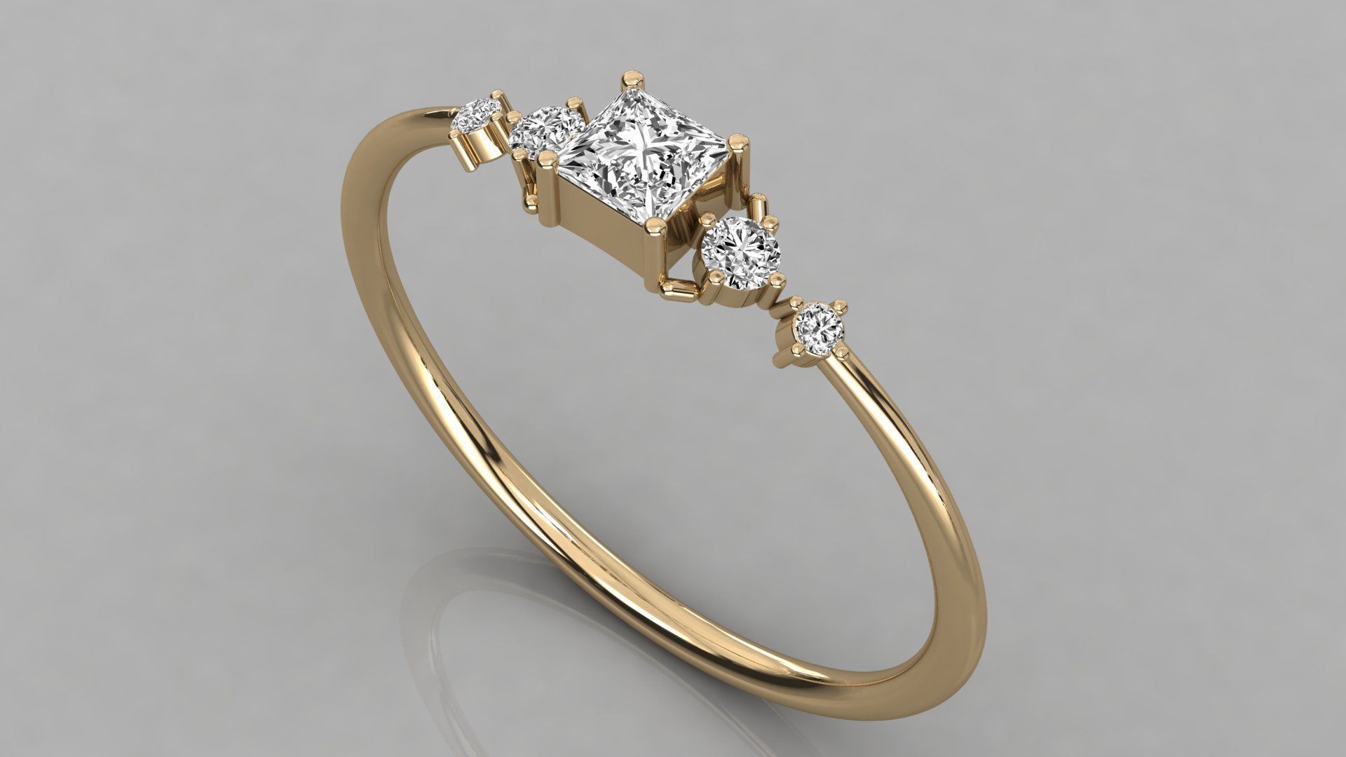 Women solitaire ring 3dm stl render detail  3D print model_3