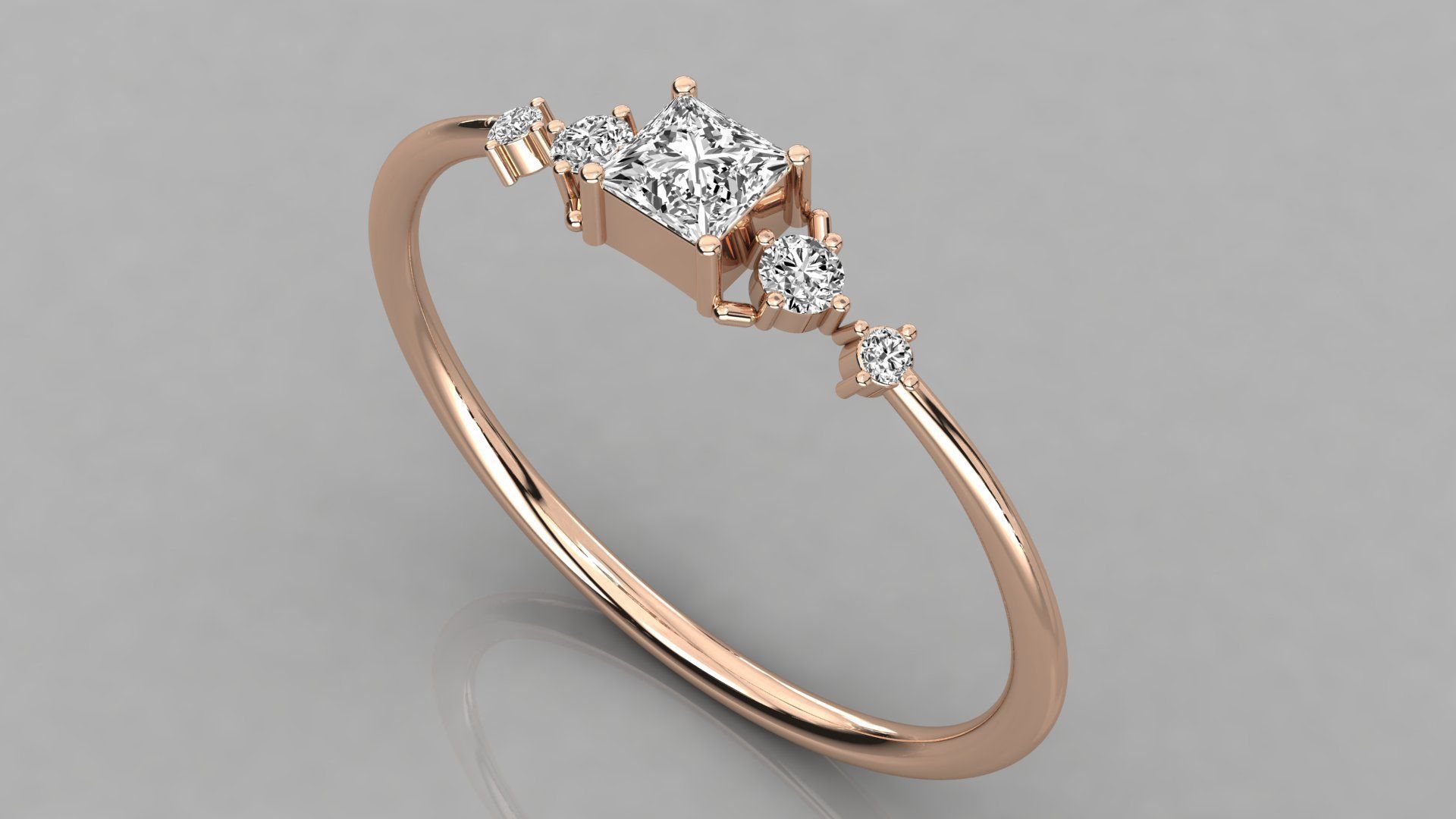 Women solitaire ring 3dm stl render detail  3D print model_1