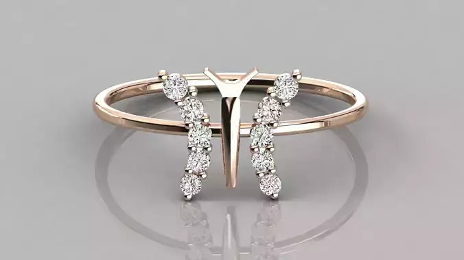 Women solitaire butterfly ring 3dm stl render detail  3D print model