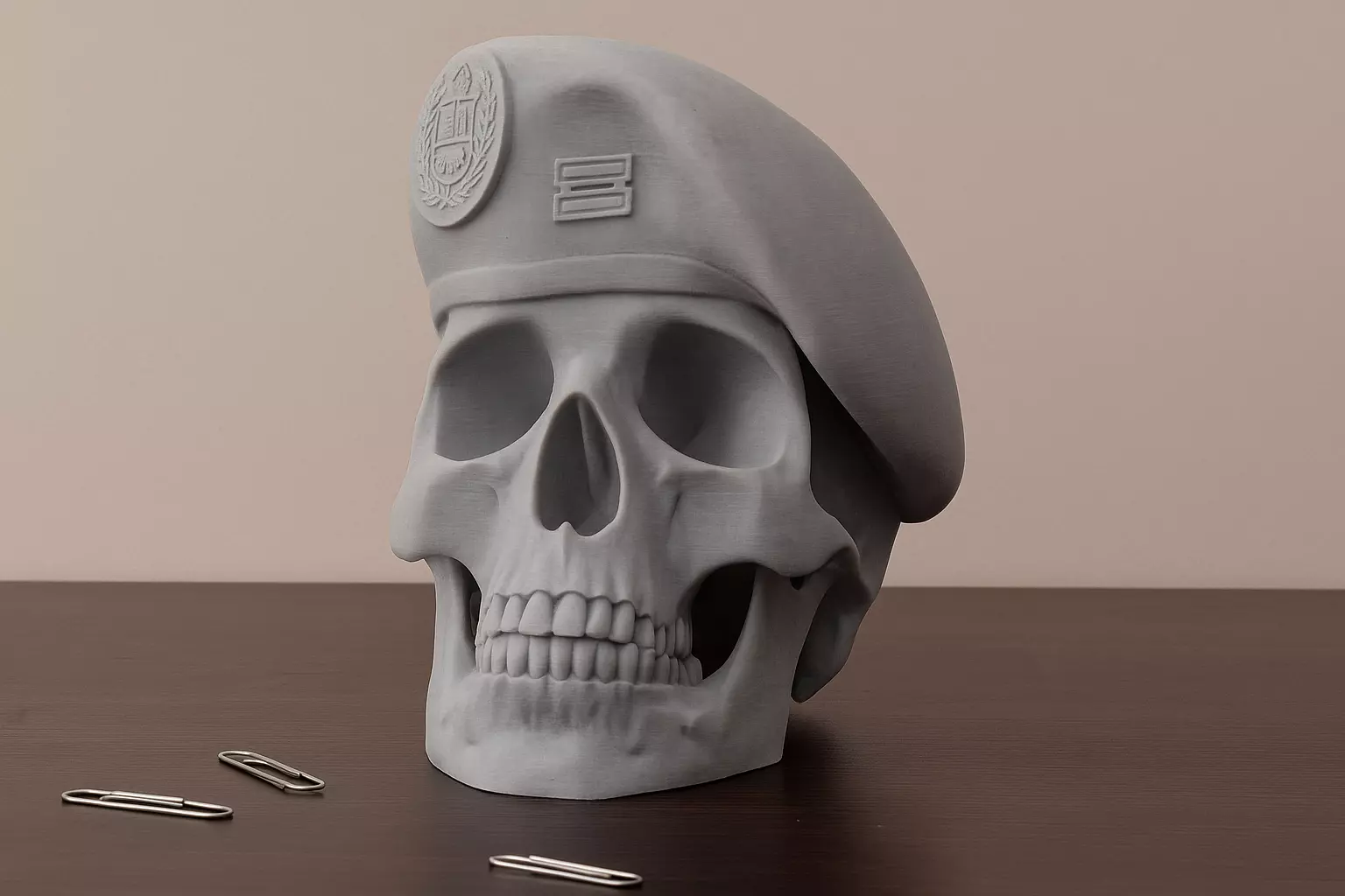 Peruvian Army Beret Skull printable and renderable 3D print model_16