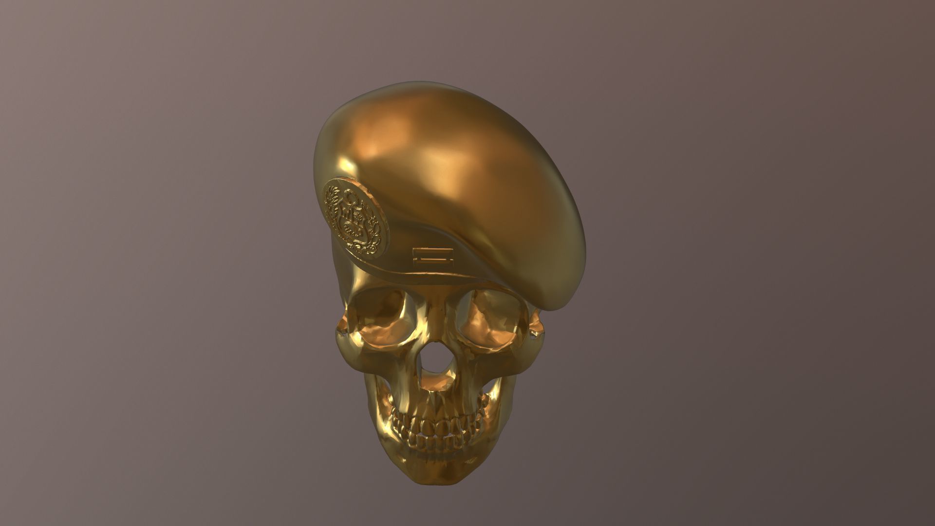 Peruvian Army Beret Skull printable and renderable 3D print model_13