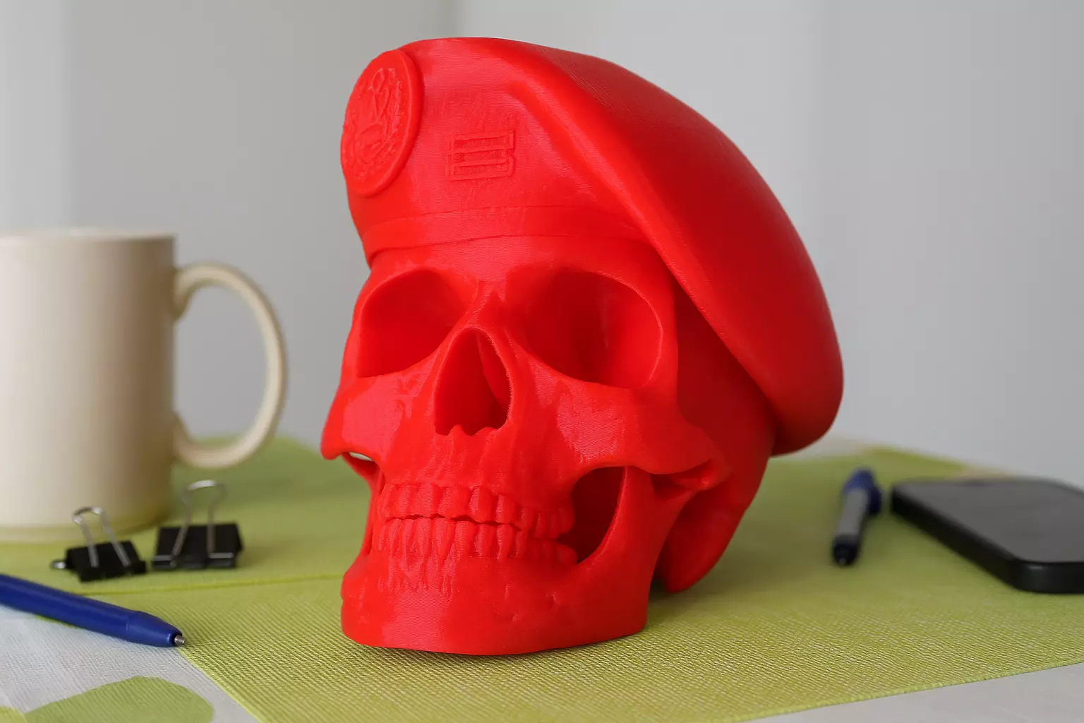 Peruvian Army Beret Skull printable and renderable 3D print model_8