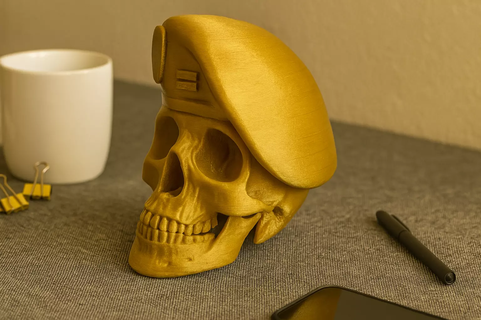 Peruvian Army Beret Skull printable and renderable 3D print model_19