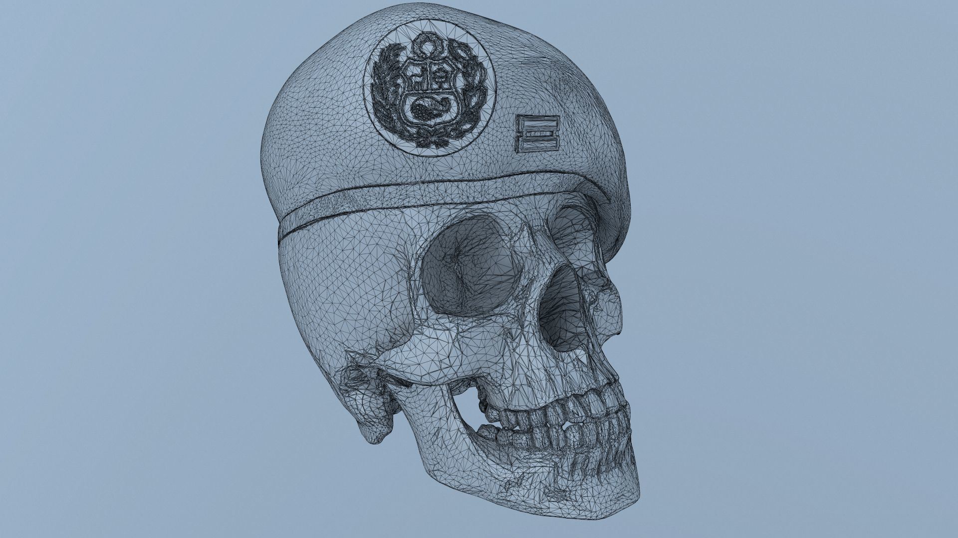 Peruvian Army Beret Skull printable and renderable 3D print model_5