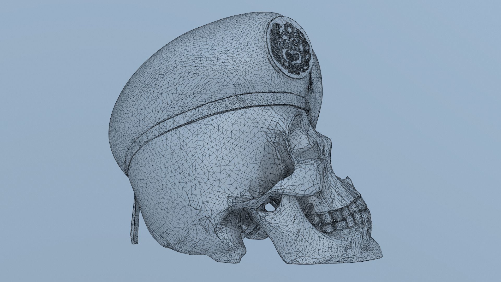 Peruvian Army Beret Skull printable and renderable 3D print model_6