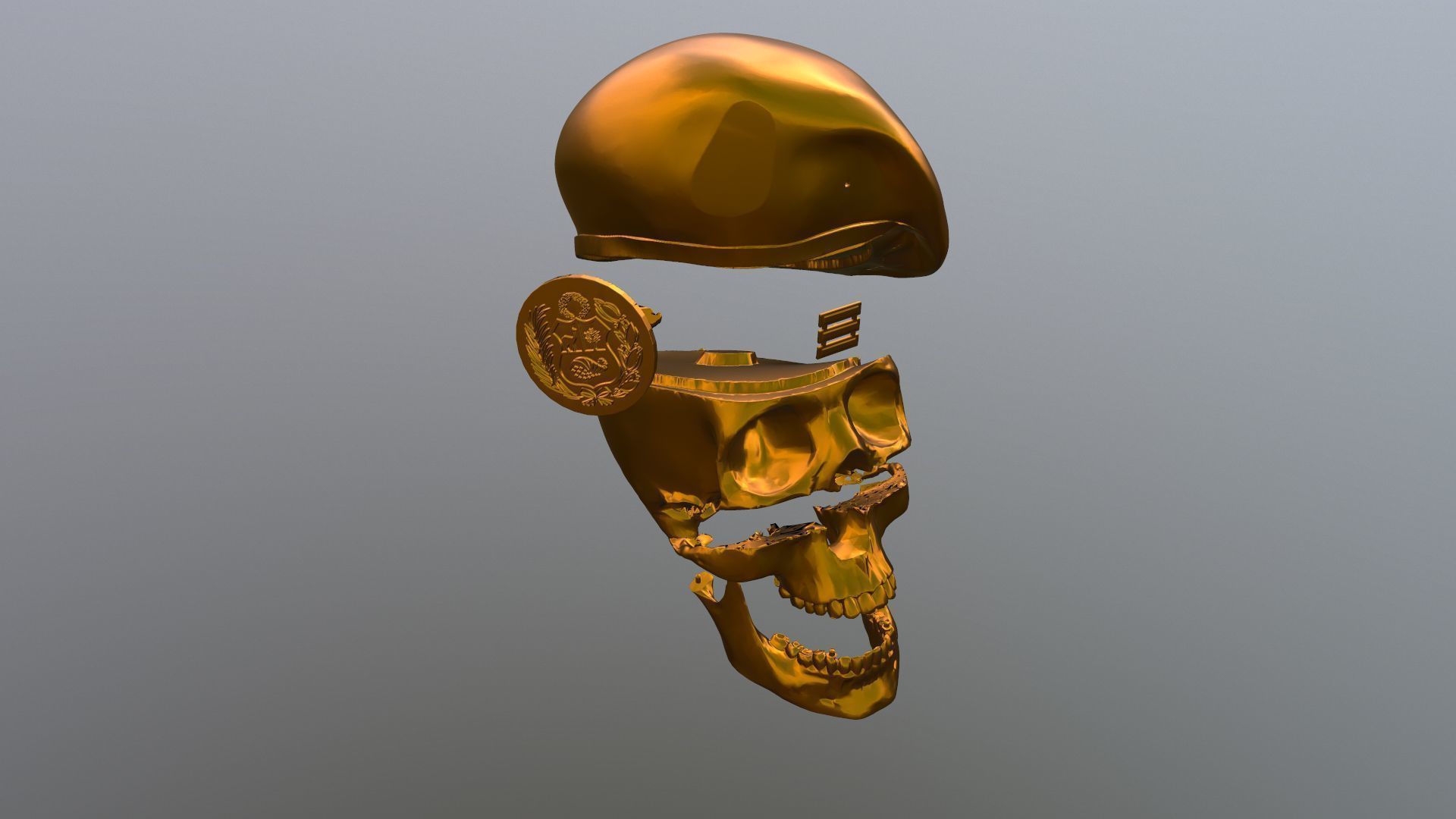 Peruvian Army Beret Skull printable and renderable 3D print model_12