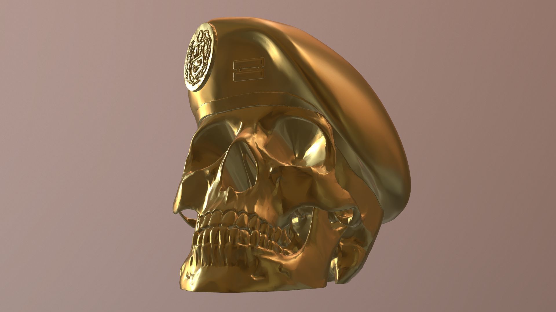 Peruvian Army Beret Skull printable and renderable 3D print model_10