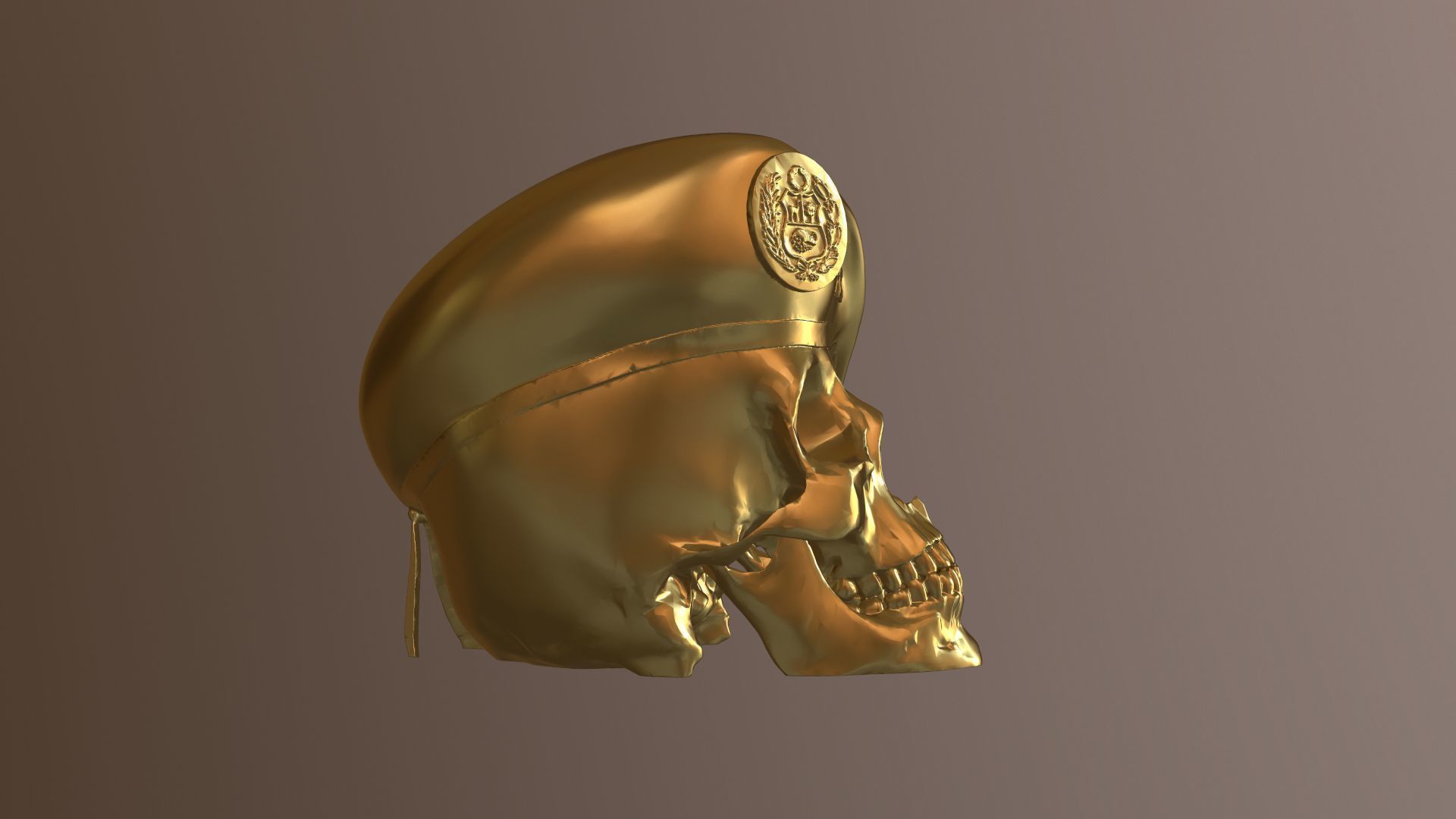 Peruvian Army Beret Skull printable and renderable 3D print model_9