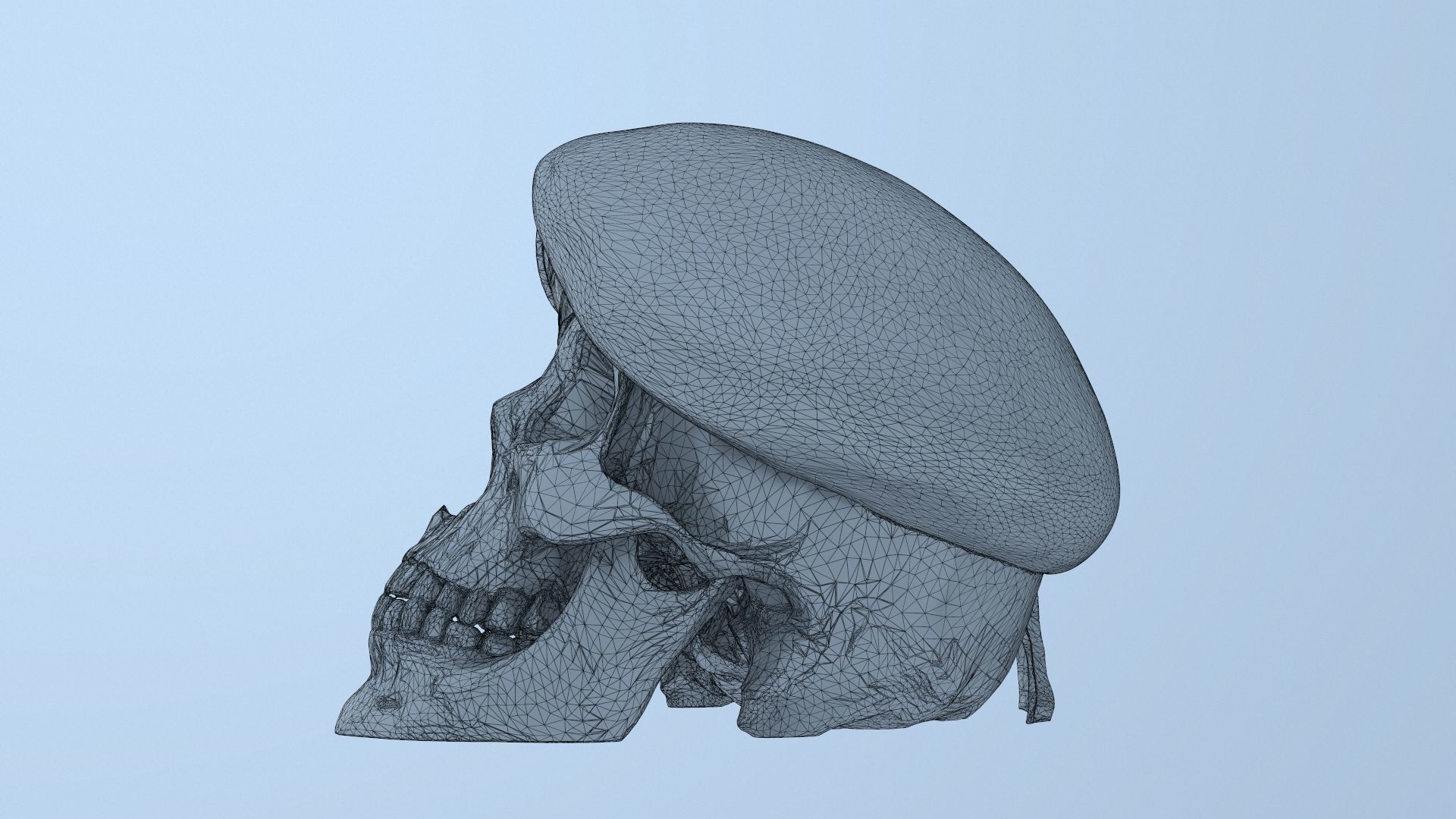 Peruvian Army Beret Skull printable and renderable 3D print model_7