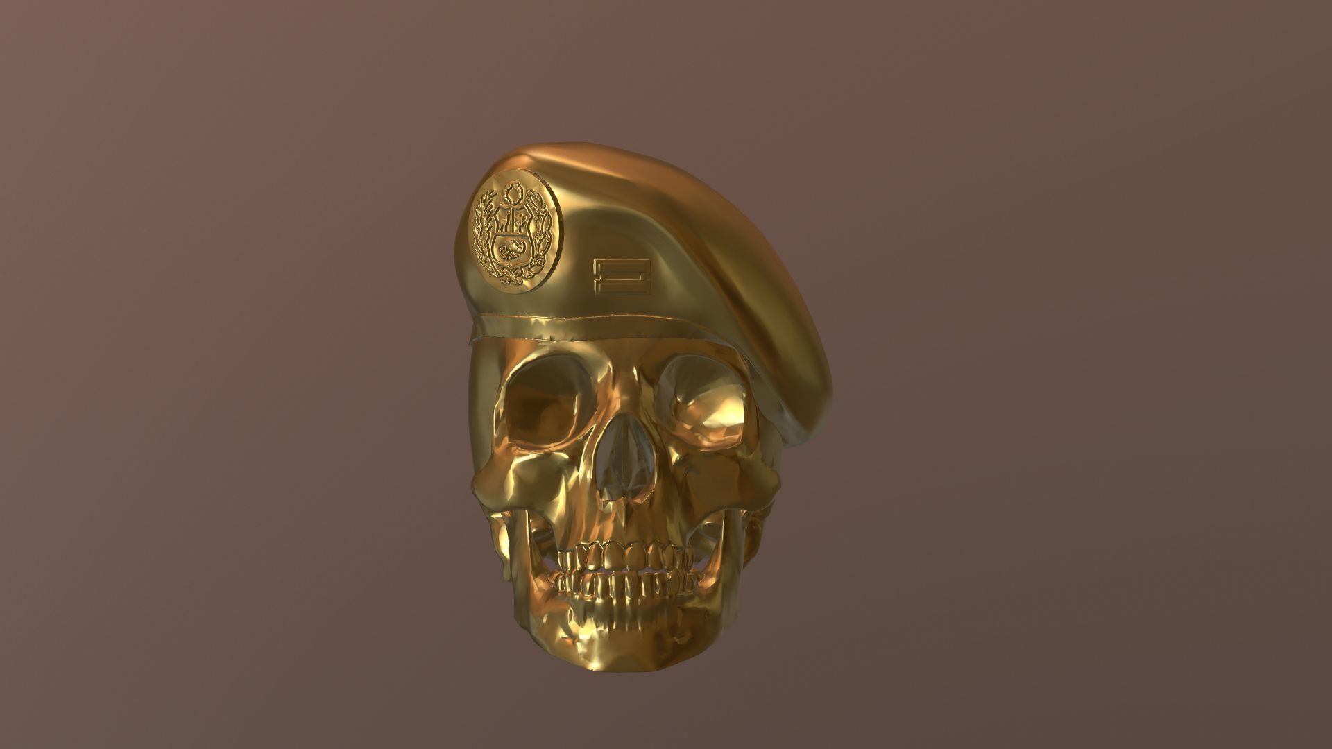 Peruvian Army Beret Skull printable and renderable 3D print model_15