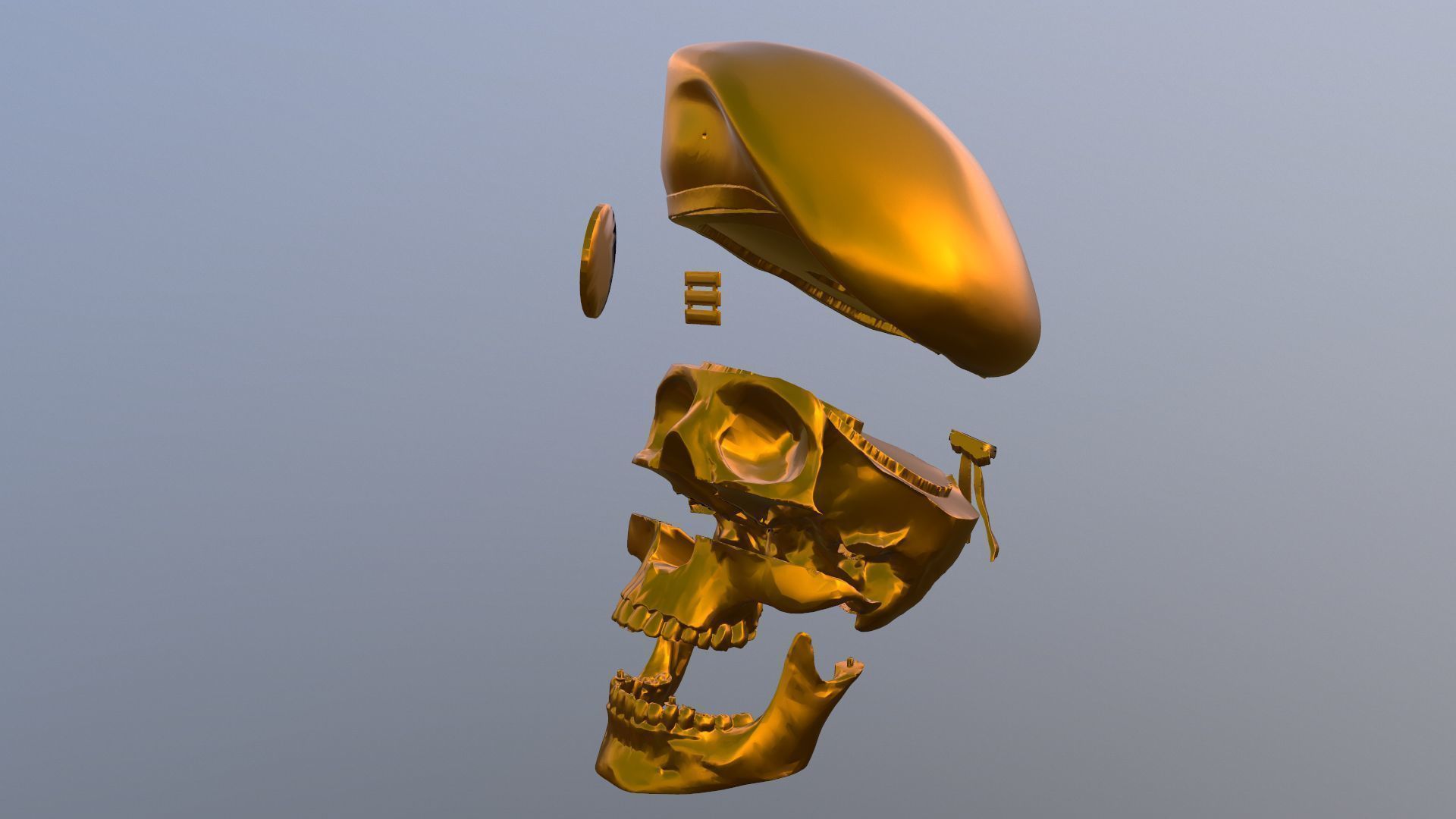 Peruvian Army Beret Skull printable and renderable 3D print model_11