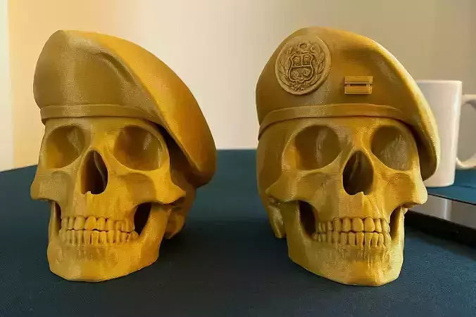 Peruvian Army Beret Skull printable and renderable 3D print model