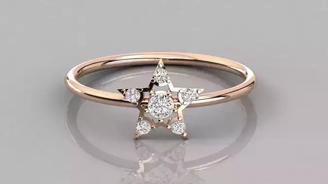 Women solitaire star ring 3dm stl render detail  3D print model