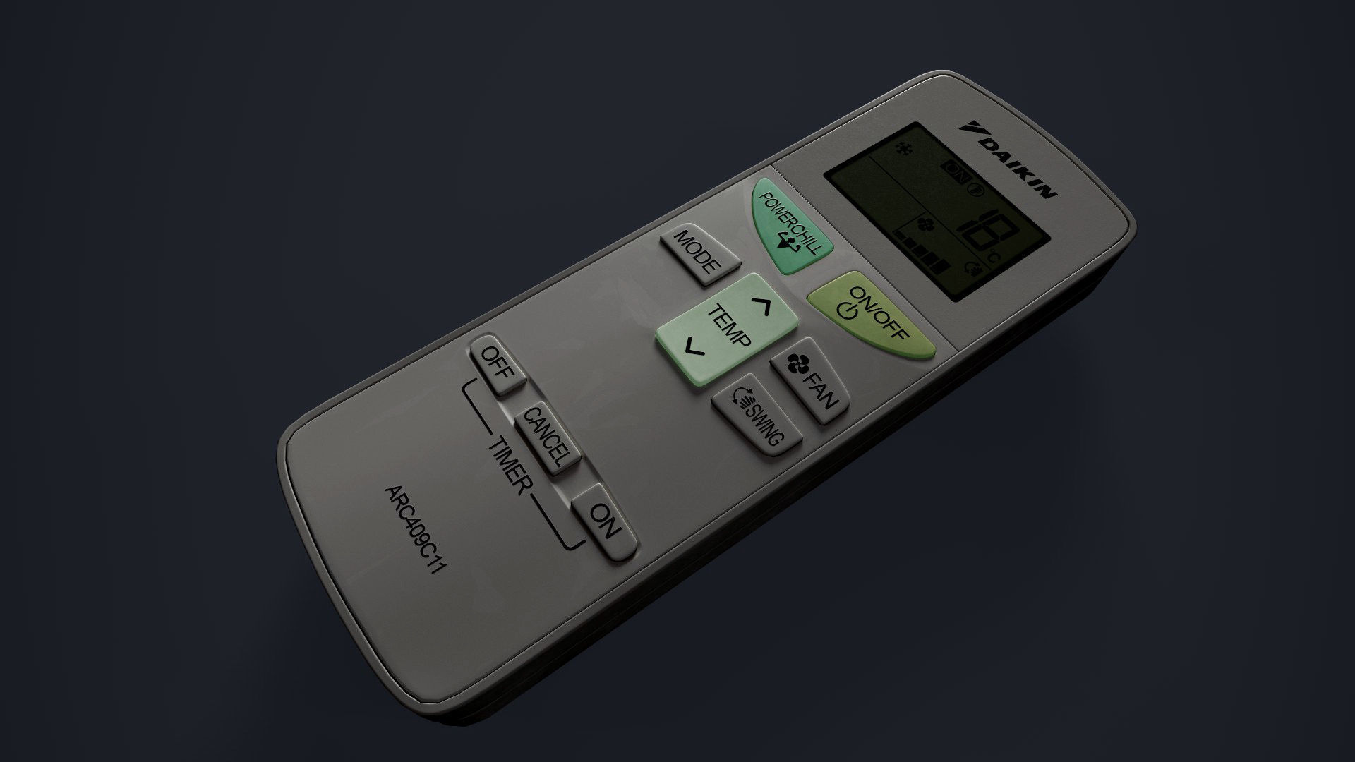 Daikin Air Conditioning Remote 3D model_3