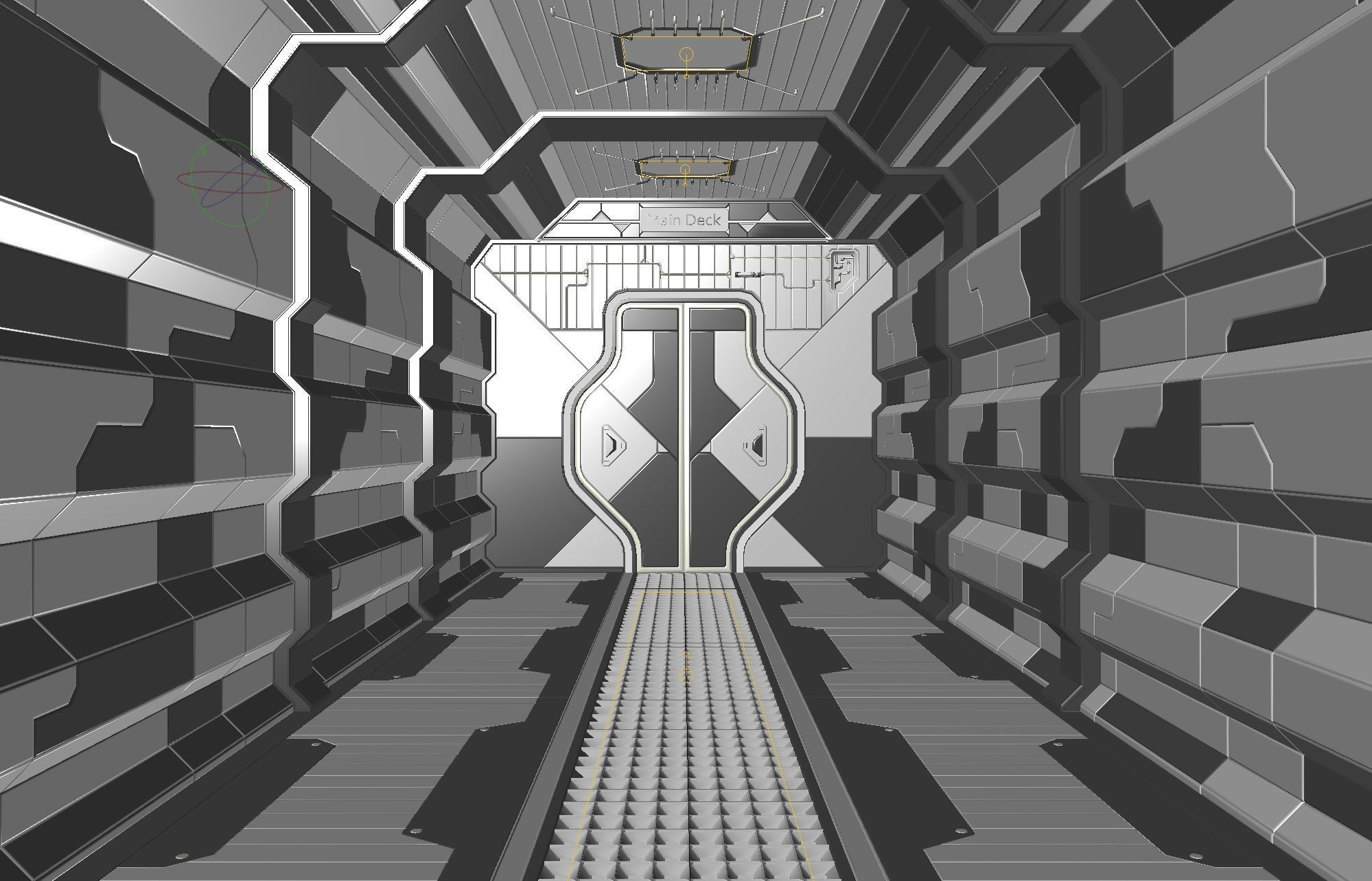 Sci Fi Corridor Main Deck Low-poly 3D model_5