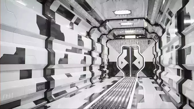 Sci Fi Corridor Main Deck Low-poly 3D model