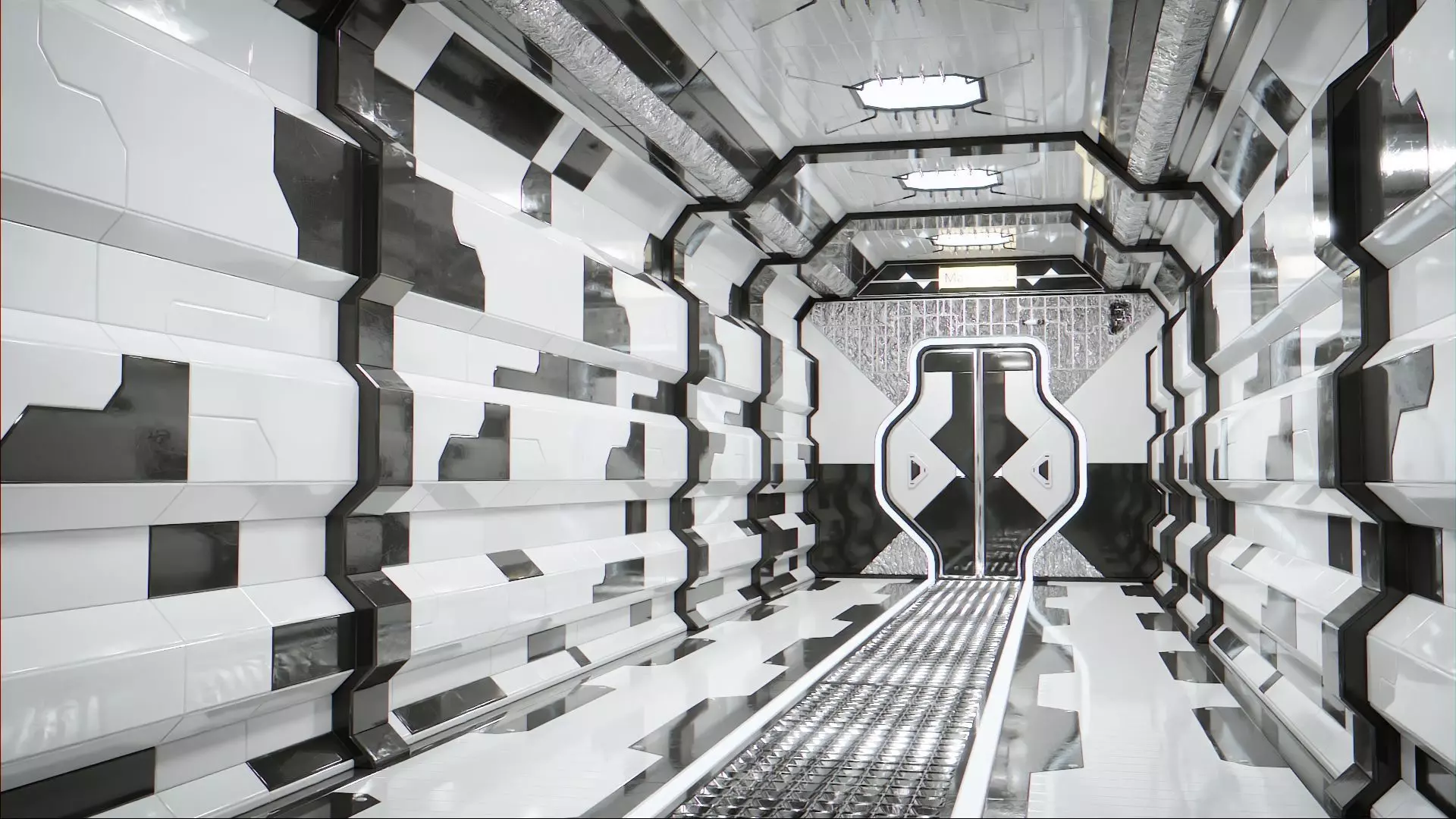 Sci Fi Corridor Main Deck Low-poly 3D model_0
