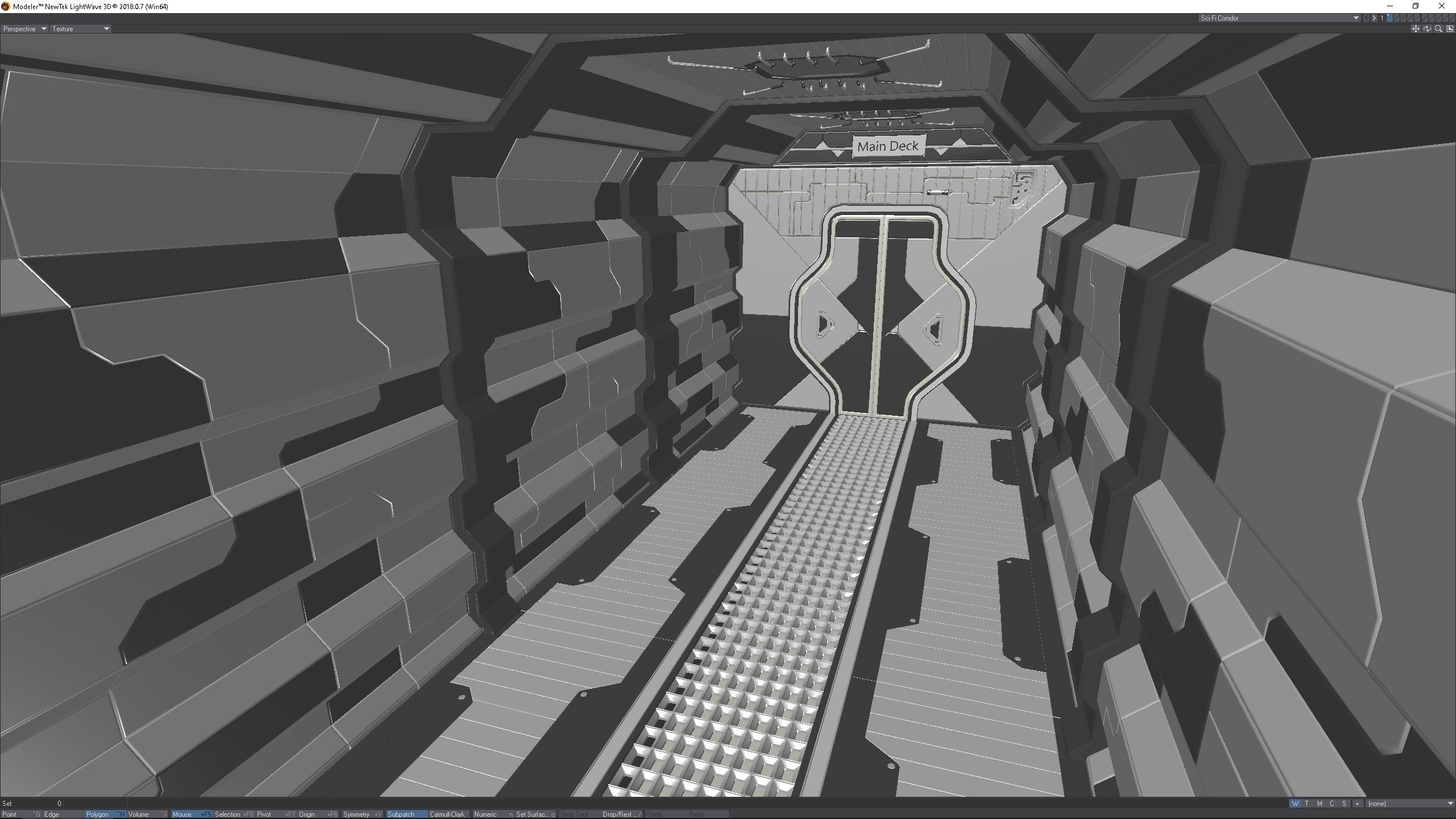 Sci Fi Corridor Main Deck Low-poly 3D model_4