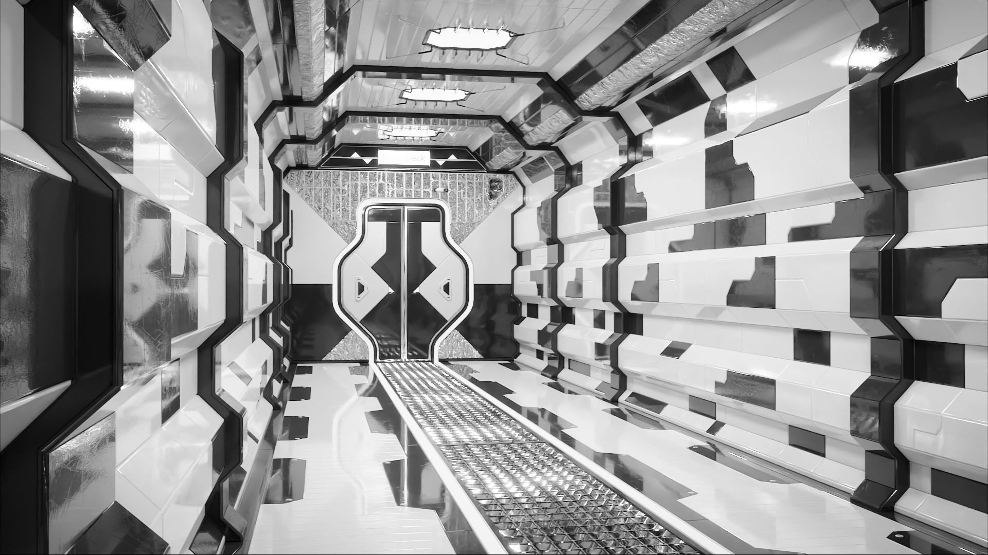 Sci Fi Corridor Main Deck Low-poly 3D model_2