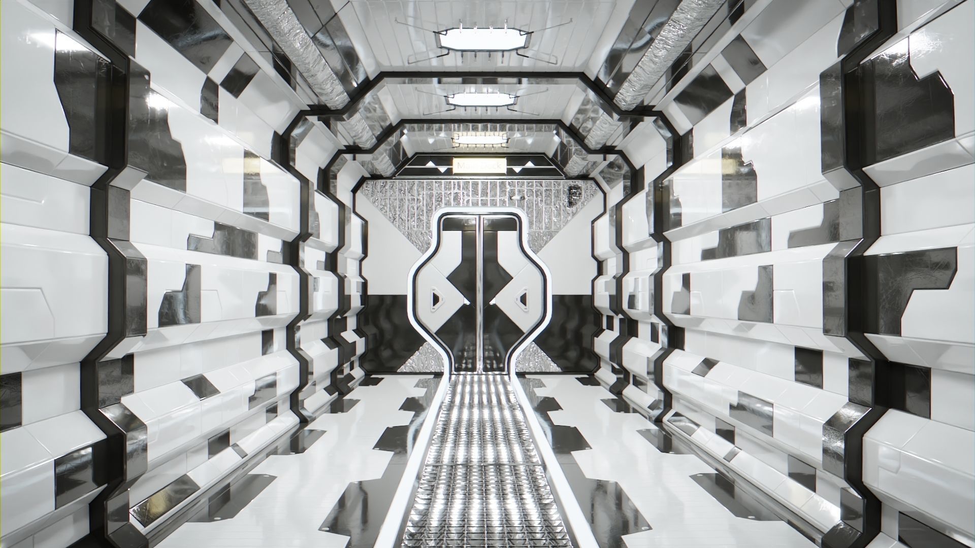 Sci Fi Corridor Main Deck Low-poly 3D model_1