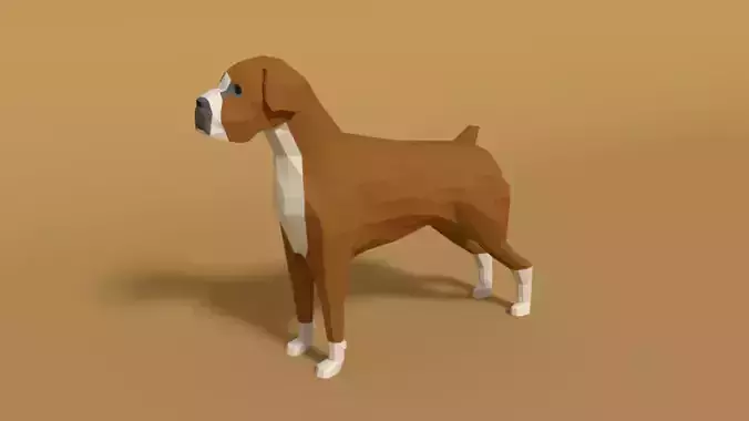 Low Poly Cartoon Boxer Dog Low-poly 3D model