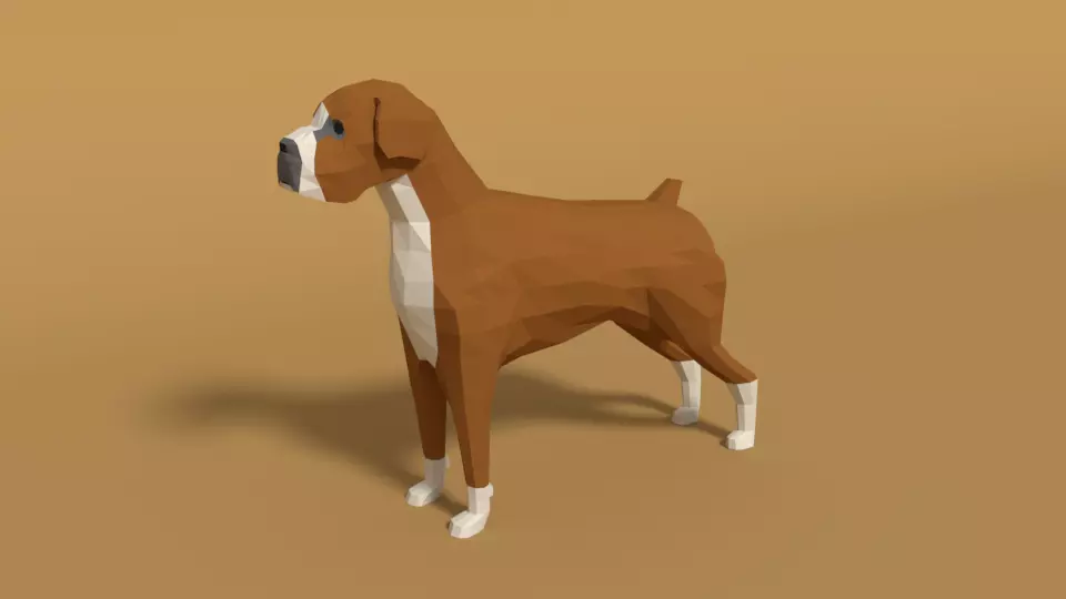 Low Poly Cartoon Boxer Dog Low-poly 3D model_0
