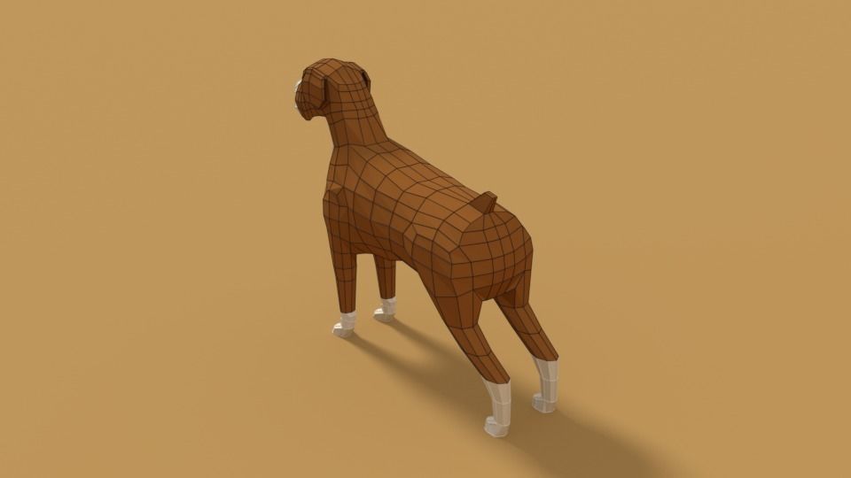 Low Poly Cartoon Boxer Dog Low-poly 3D model_13