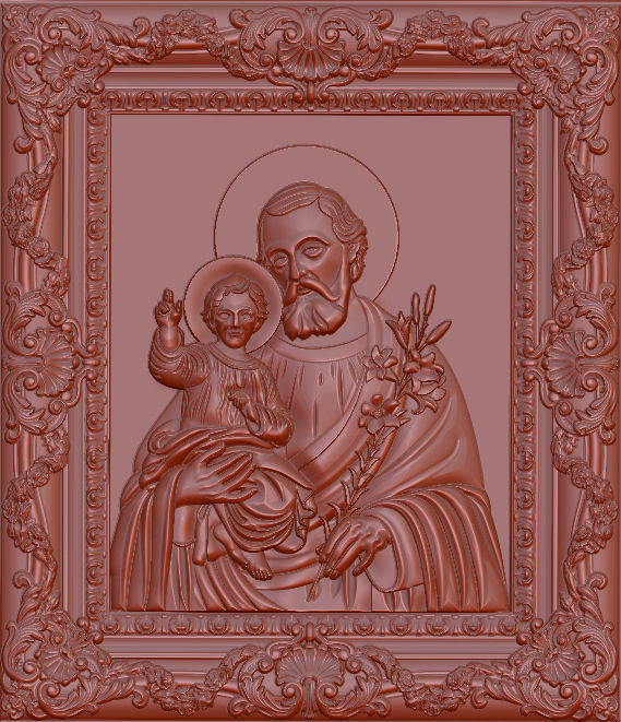 Saints collection- 3d model four statues of jesus in frame 3D print model_8