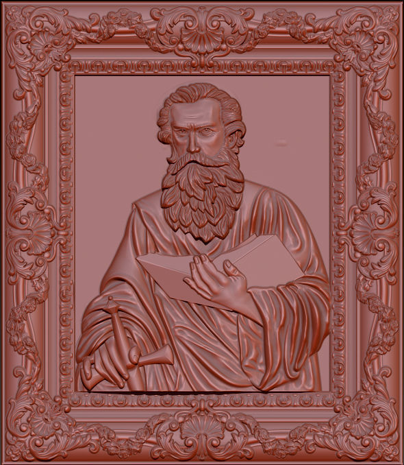 Saints collection- 3d model four statues of jesus in frame 3D print model_4