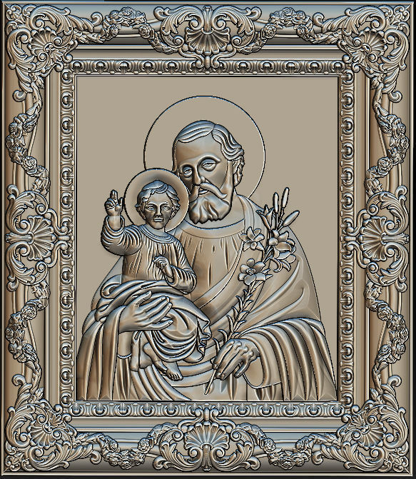 Saints collection- 3d model four statues of jesus in frame 3D print model_7