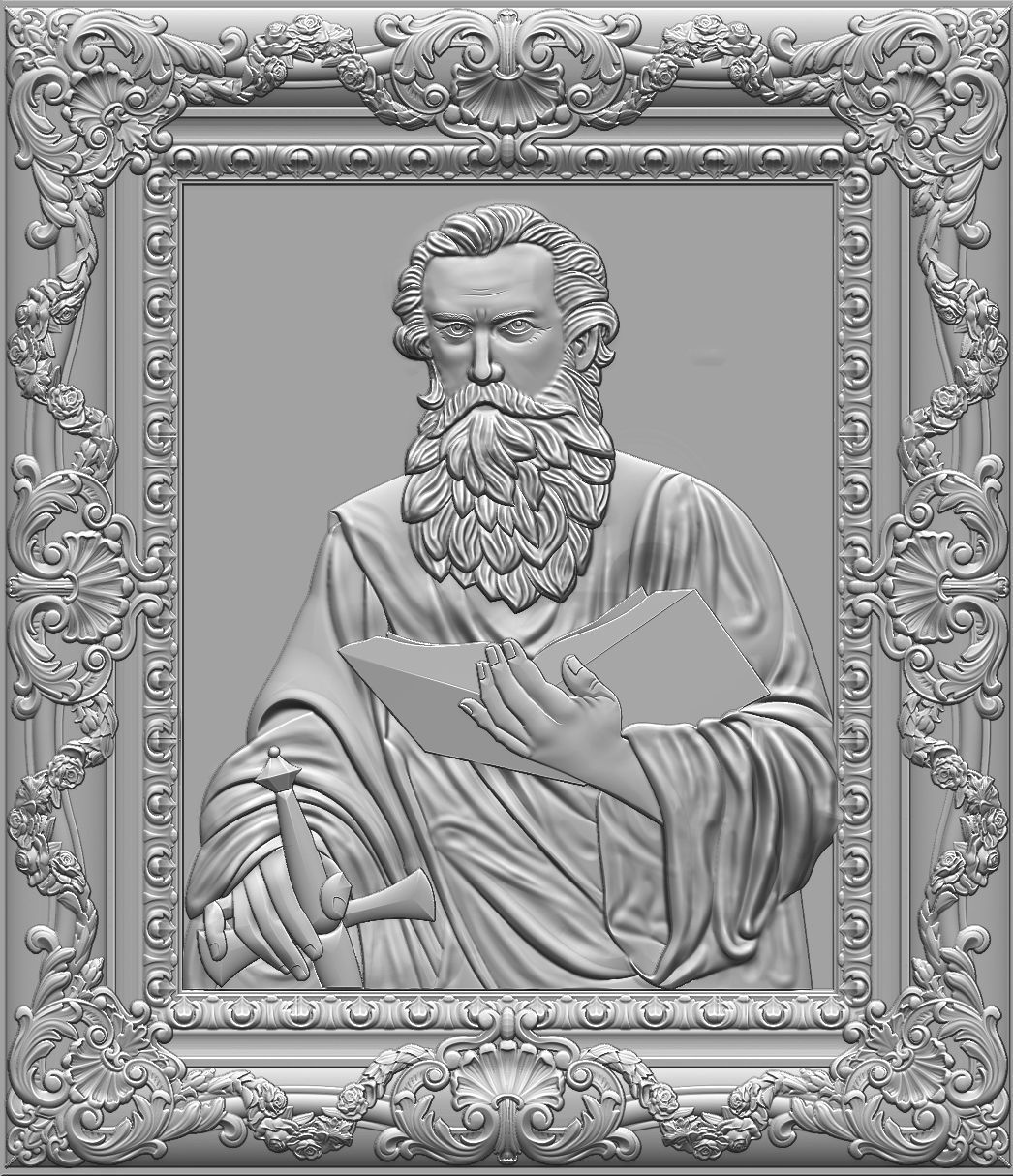 Saints collection- 3d model four statues of jesus in frame 3D print model_3