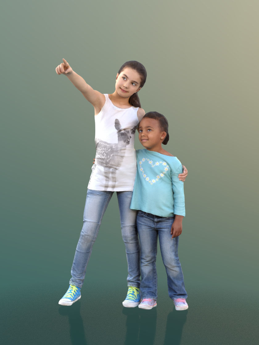 Jamila and Sophie 10053 - Casual Girls Low-poly 3D model_1