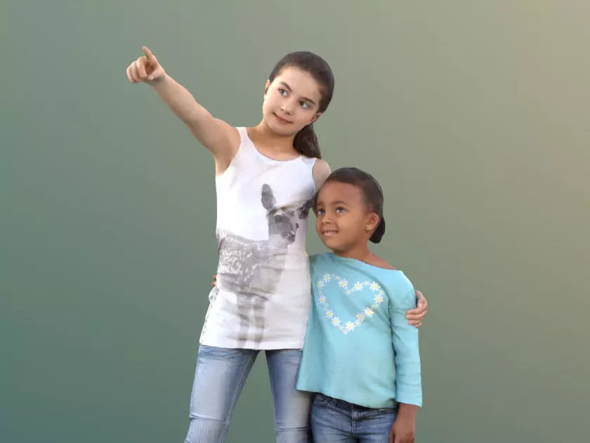Jamila and Sophie 10053 - Casual Girls Low-poly 3D model_0