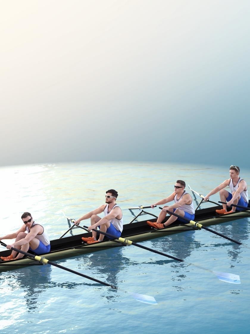 Rowers Group 10913 - Rowers With Boat Low-poly 3D model_3