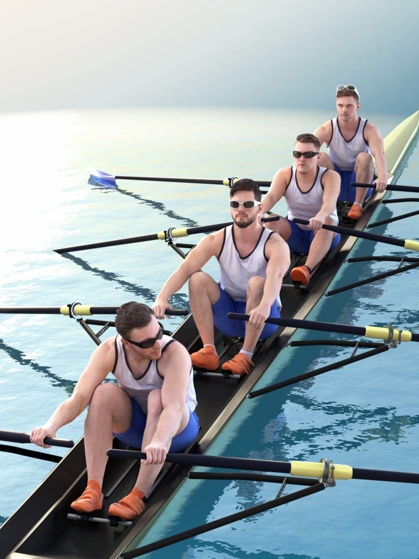 Rowers Group 10913 - Rowers With Boat Low-poly 3D model_2