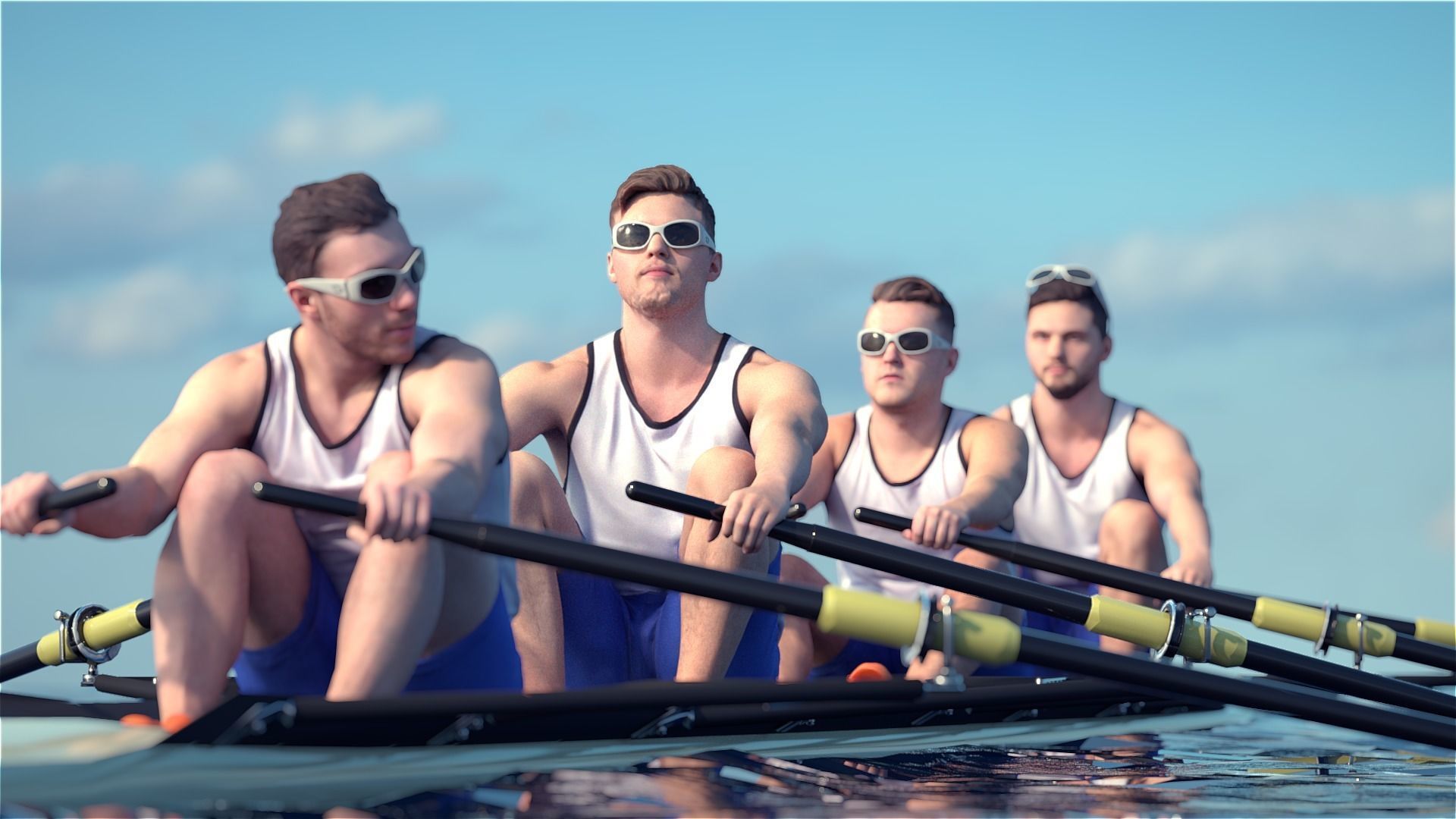 Rowers Group 10913 - Rowers With Boat Low-poly 3D model_1