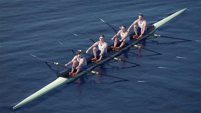 Rowers Group 10913 - Rowers With Boat Low-poly 3D model