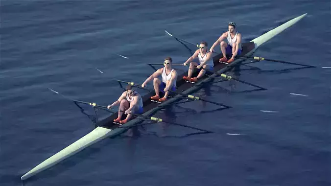 Rowers Group 10913 - Rowers With Boat Low-poly 3D model