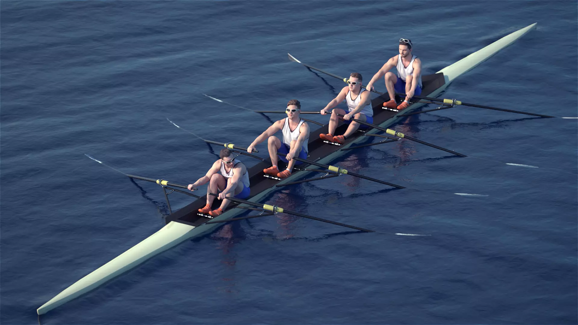 Rowers Group 10913 - Rowers With Boat Low-poly 3D model_0