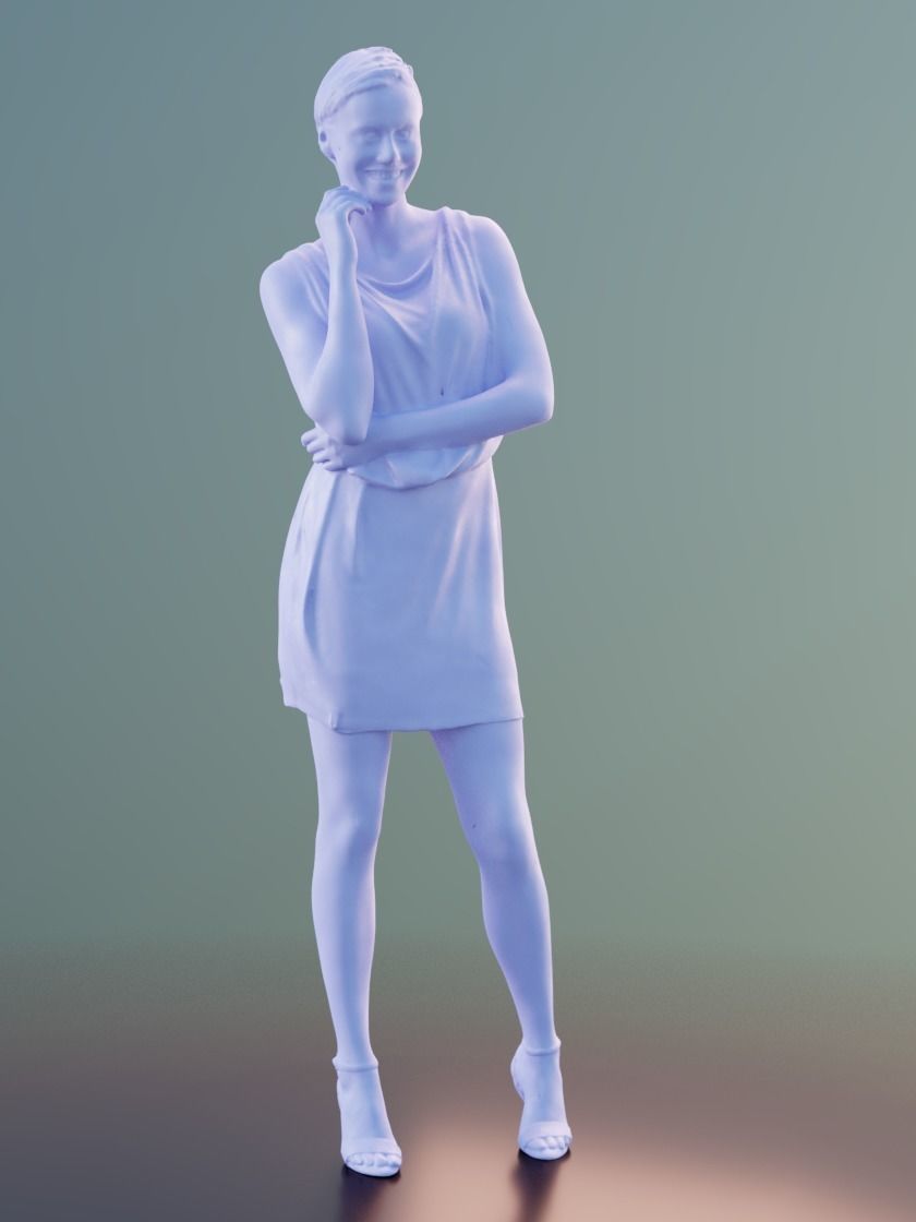 Ina 10057 - Standing Business Woman Low-poly 3D model_3