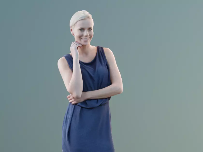 Ina 10057 - Standing Business Woman Low-poly 3D model_0