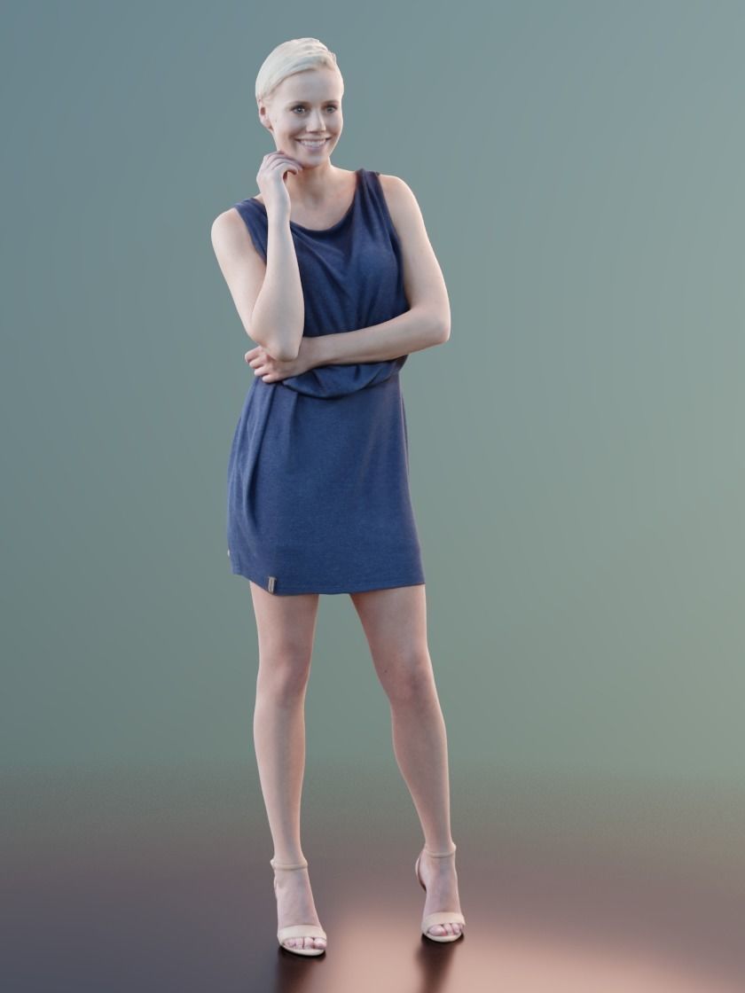 Ina 10057 - Standing Business Woman Low-poly 3D model_1