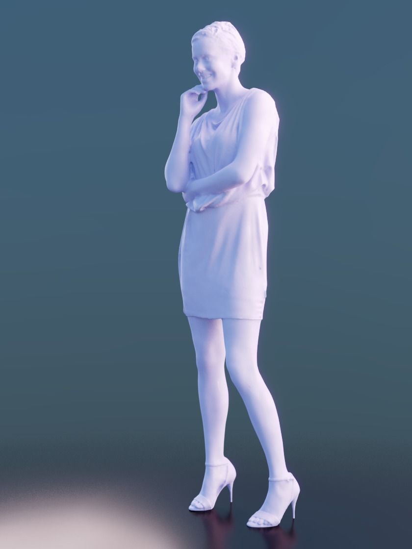 Ina 10057 - Standing Business Woman Low-poly 3D model_4