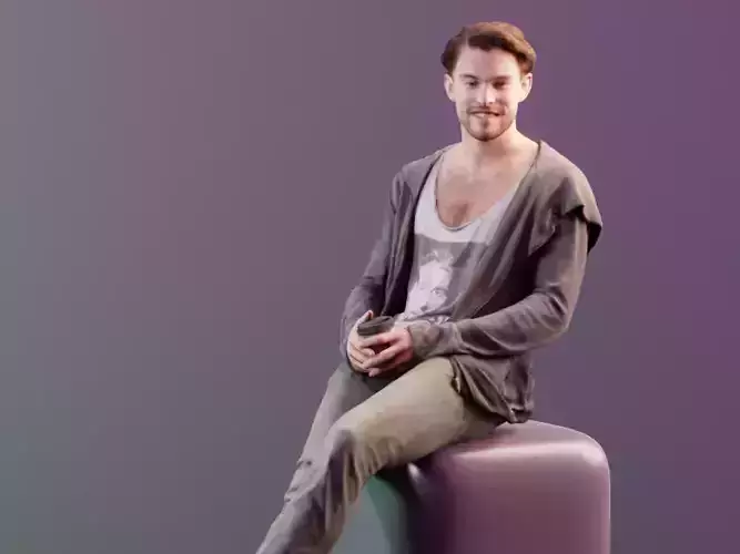 Kenneth 10161 - Sitting Casual Guy Low-poly 3D model