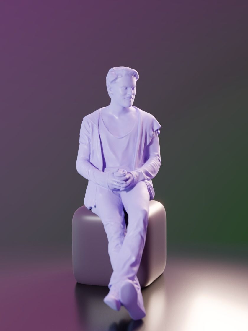 Kenneth 10161 - Sitting Casual Guy Low-poly 3D model_4