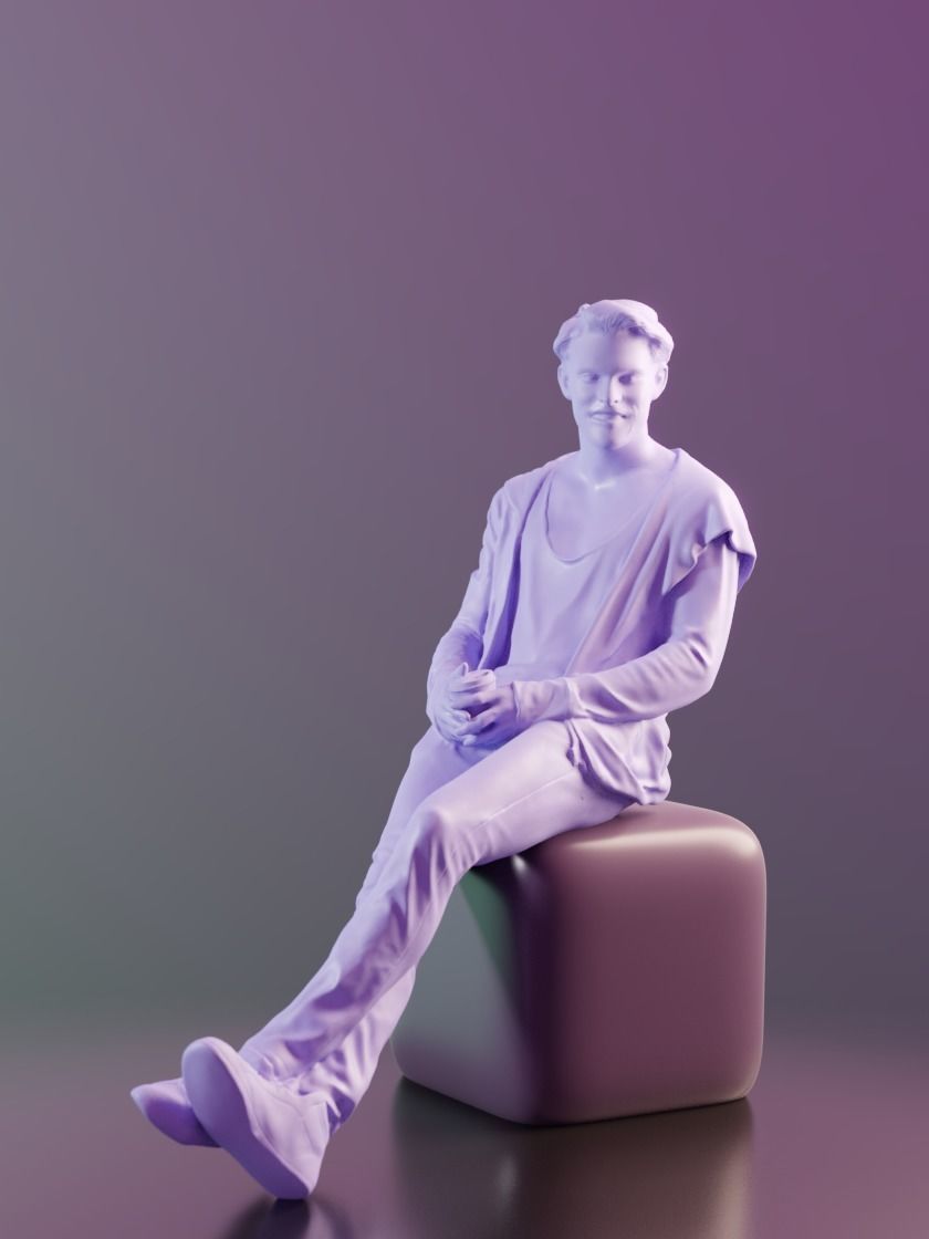 Kenneth 10161 - Sitting Casual Guy Low-poly 3D model_3