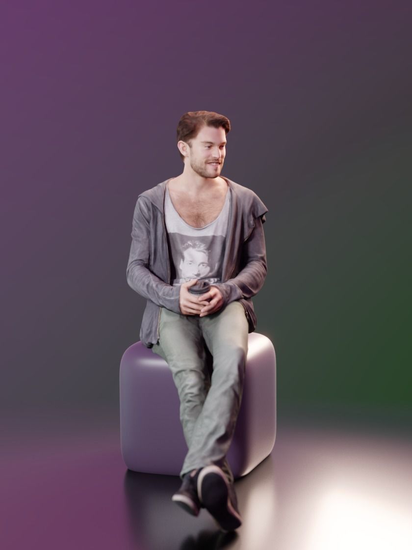Kenneth 10161 - Sitting Casual Guy Low-poly 3D model_2