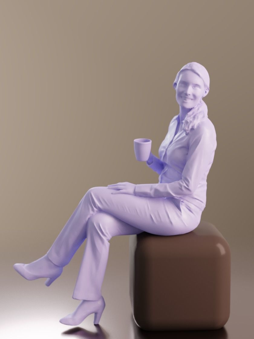 Kim 10174 - Sitting Business Woman Low-poly 3D model_4